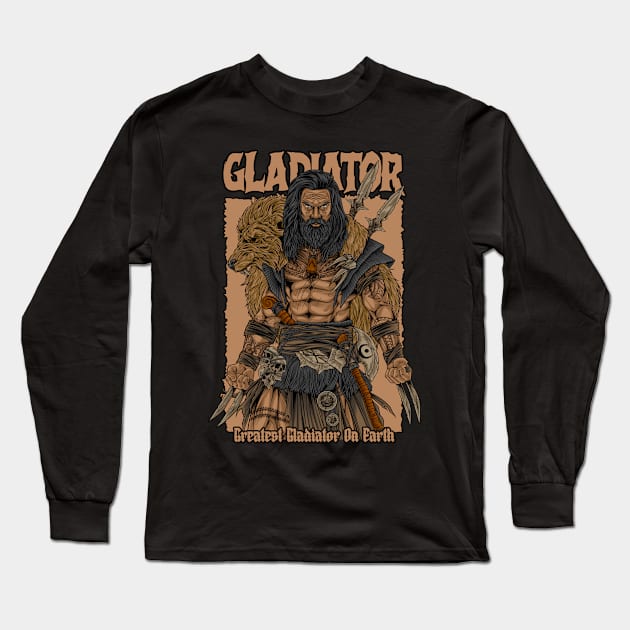 GLADIATOR Long Sleeve T-Shirt by TOSSS LAB ILLUSTRATION